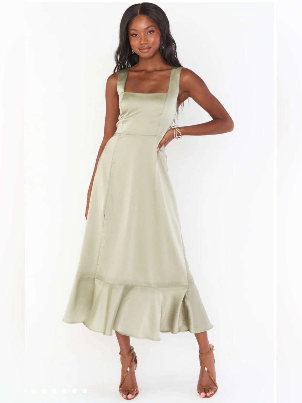 SHOW ME YOUR MUMU Claire Bridesmaid Midi Dress In Moss Green Small